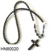 Hematite Cross Pendant Beads Stone Chain Choker Fashion Women Necklace